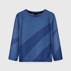 Лонгслив детский Синий текстурный с полосой, цвет: 3D-принт