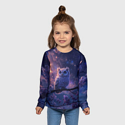 Лонгслив детский Ночная сова на ветке, цвет: 3D-принт — фото 2
