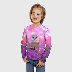 Лонгслив детский Сова на блестящем фоне, цвет: 3D-принт — фото 2