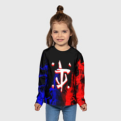 Лонгслив детский Doom flame neon, цвет: 3D-принт — фото 2