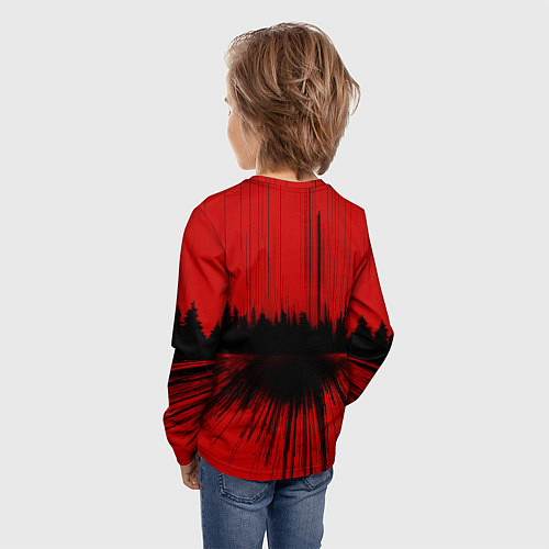 Детский лонгслив Спорткар на красном фоне / 3D-принт – фото 4