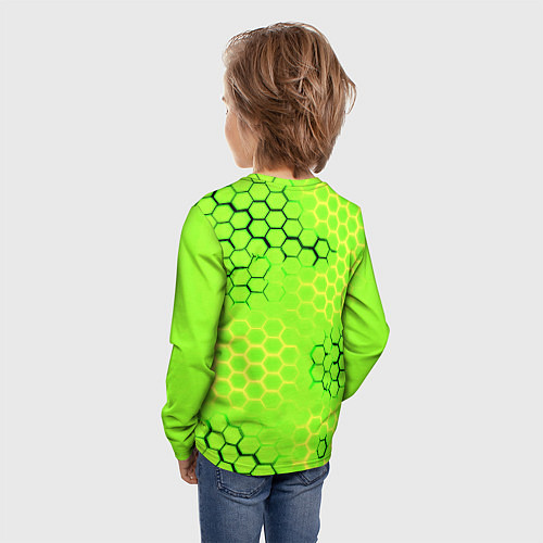 Детский лонгслив Doom кислотные соты лого / 3D-принт – фото 4