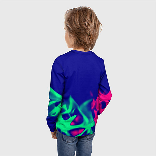 Детский лонгслив Nirvana fire neon / 3D-принт – фото 4