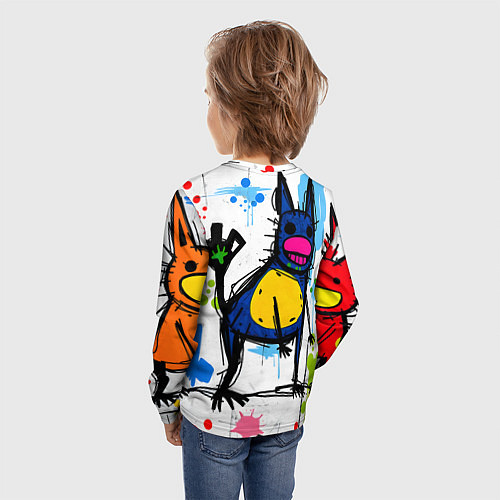 Детский лонгслив Веселые зверята / 3D-принт – фото 4