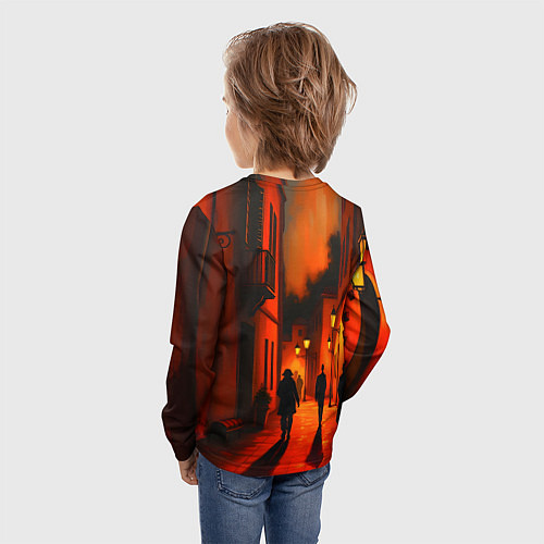Детский лонгслив Улица с фонарями / 3D-принт – фото 4