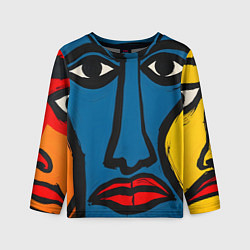 Лонгслив детский Арт с лицами, цвет: 3D-принт