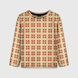 Лонгслив детский Светлый коричневый простая клетка, цвет: 3D-принт