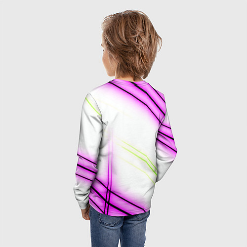 Детский лонгслив Green white pink line / 3D-принт – фото 4