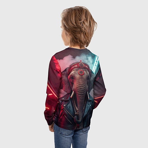 Детский лонгслив Cyberpunk elephant / 3D-принт – фото 4