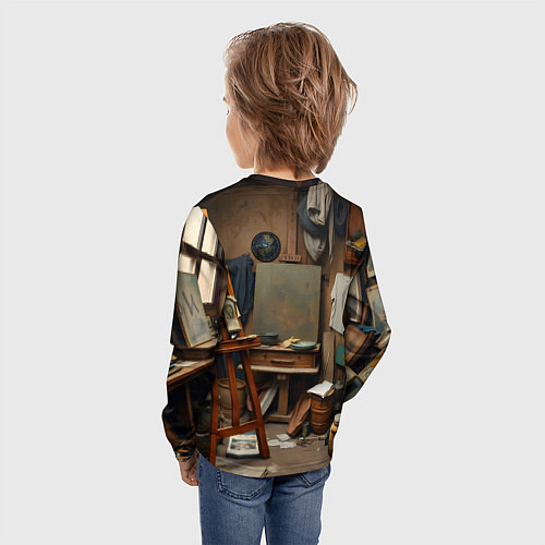 Детский лонгслив Мастерская художника / 3D-принт – фото 4