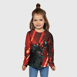 Лонгслив детский Черный Бэтмен на фоне красного города, цвет: 3D-принт — фото 2