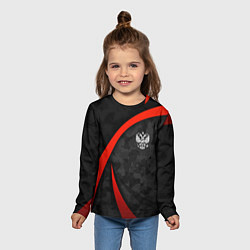 Лонгслив детский Герб России - черный камуфляж, цвет: 3D-принт — фото 2