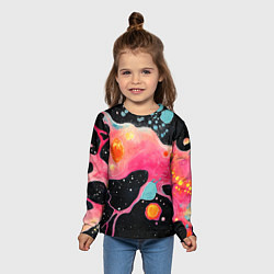 Лонгслив детский Розовая текстура в черном, цвет: 3D-принт — фото 2