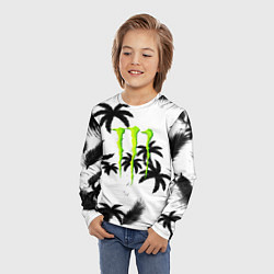 Лонгслив детский Monster energy пальмы, цвет: 3D-принт — фото 2