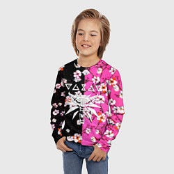 Лонгслив детский Ведьмак паттерн сакура, цвет: 3D-принт — фото 2