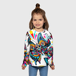 Лонгслив детский Бабочка и череп - нейроарт паттерн, цвет: 3D-принт — фото 2
