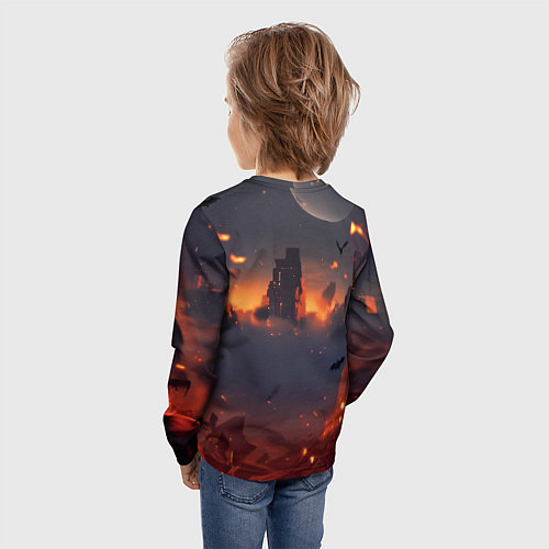 Детский лонгслив Бэтмен - летучие мыши и огонь / 3D-принт – фото 4