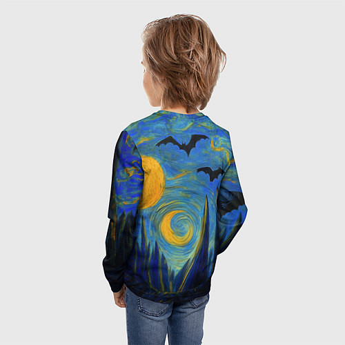 Детский лонгслив Бэтмен в стиле Ван-Гога / 3D-принт – фото 4