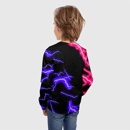 Детский лонгслив Monster energy неоновый шторм / 3D-принт – фото 4