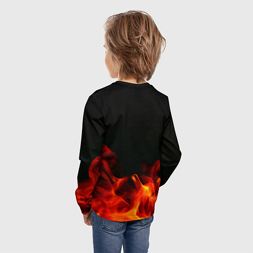 Детский лонгслив Doom огненная текстура / 3D-принт – фото 4