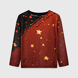 Лонгслив детский Золотые звездочки на коричневой текстуре, цвет: 3D-принт