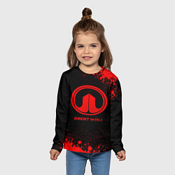 Лонгслив детский Great Wall - red gradient, цвет: 3D-принт — фото 2