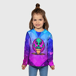 Лонгслив детский Кактус в виде инопланетянина, цвет: 3D-принт — фото 2