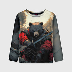Лонгслив детский Медведь самурай, цвет: 3D-принт