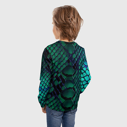 Детский лонгслив Бирюзовая змеиная кожа / 3D-принт – фото 4