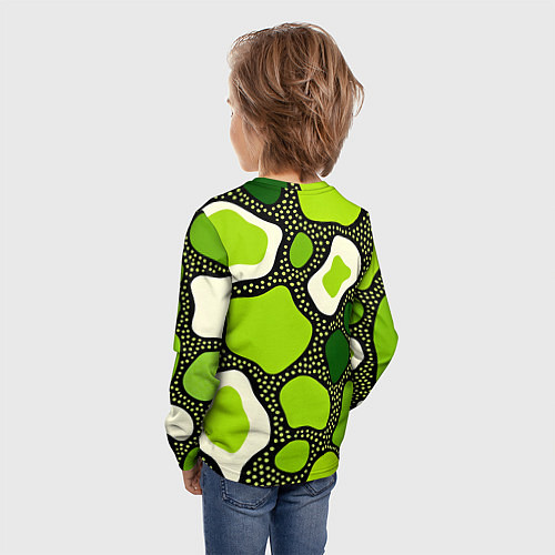 Детский лонгслив Зеленая абстракция с кругами / 3D-принт – фото 4