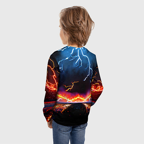 Детский лонгслив Футбольный мяч в молниях / 3D-принт – фото 4