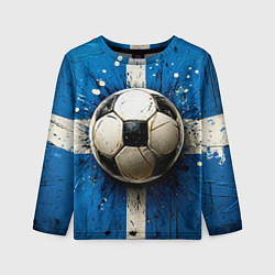 Лонгслив детский Футбольный мяч на синем, цвет: 3D-принт