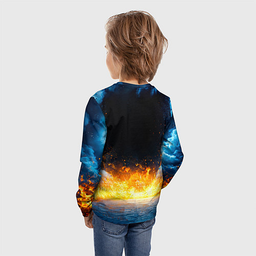 Детский лонгслив Айкидоист в огне и синий дым / 3D-принт – фото 4