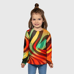 Лонгслив детский Жаркая полосатая абстракция, цвет: 3D-принт — фото 2