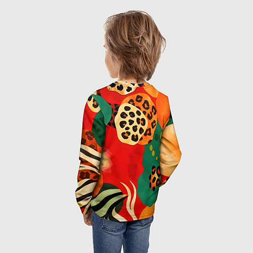 Детский лонгслив Анималистичный африканский паттерн / 3D-принт – фото 4