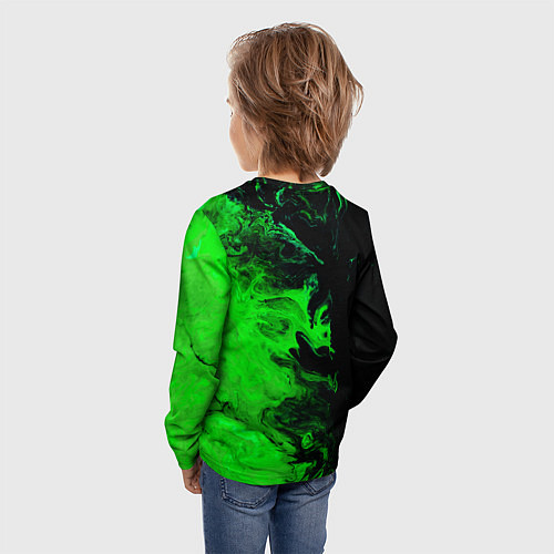 Детский лонгслив Color green black / 3D-принт – фото 4