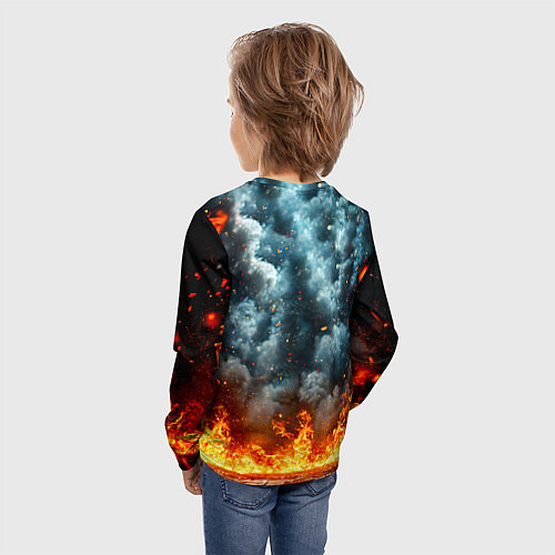 Детский лонгслив Крав-мага боец в огне / 3D-принт – фото 4