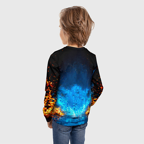 Детский лонгслив Боец крав-мага в синем пламени / 3D-принт – фото 4