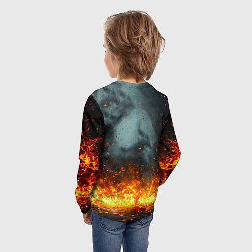 Детский лонгслив Кунг-фу боец в огне / 3D-принт – фото 4