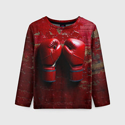 Лонгслив детский Бойцовские перчатки на красном, цвет: 3D-принт
