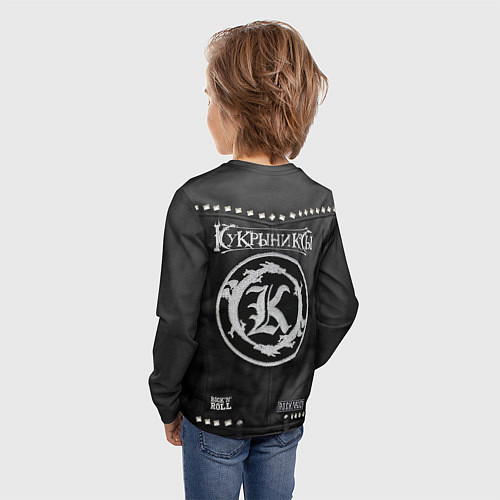 Детский лонгслив Кукрыниксы косуха с нашивками / 3D-принт – фото 4