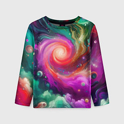Лонгслив детский Космическая неоновая фантазия - нейроарт, цвет: 3D-принт