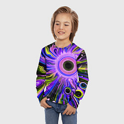 Лонгслив детский Абстрактный неоновый космос - чёрная дыра, цвет: 3D-принт — фото 2