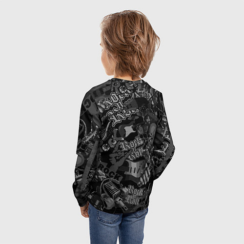 Детский лонгслив Кукрыниксы логотип на фоне гитар / 3D-принт – фото 4