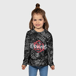 Лонгслив детский Кукрыниксы логотип на фоне гитар, цвет: 3D-принт — фото 2