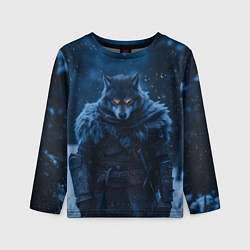 Лонгслив детский Воин волк зимой, цвет: 3D-принт
