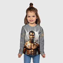 Лонгслив детский Мухаммед Али на сером, цвет: 3D-принт — фото 2
