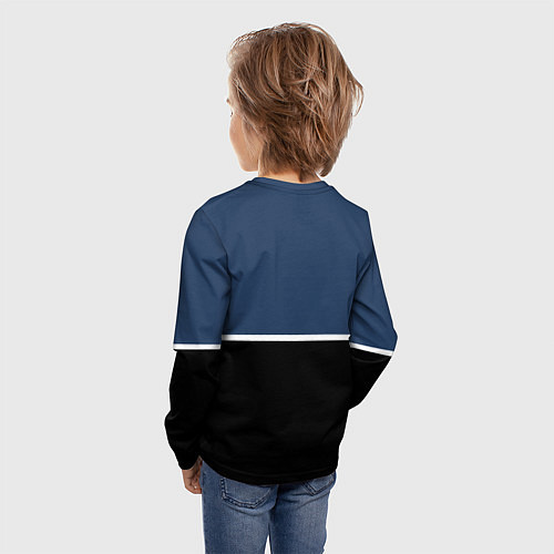 Детский лонгслив Sport сине-чёрный с полосой / 3D-принт – фото 4
