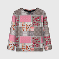Лонгслив детский Розово-серые разноцветные лоскуты, цвет: 3D-принт