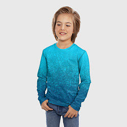 Лонгслив детский Лазурный голубой текстурный градиент, цвет: 3D-принт — фото 2